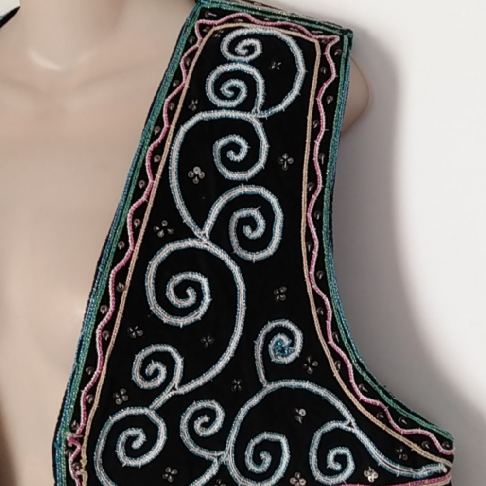 Beaded Boho Gypsy Festival Vest Rhenfaire Rhenfest - Picture 3 of 10